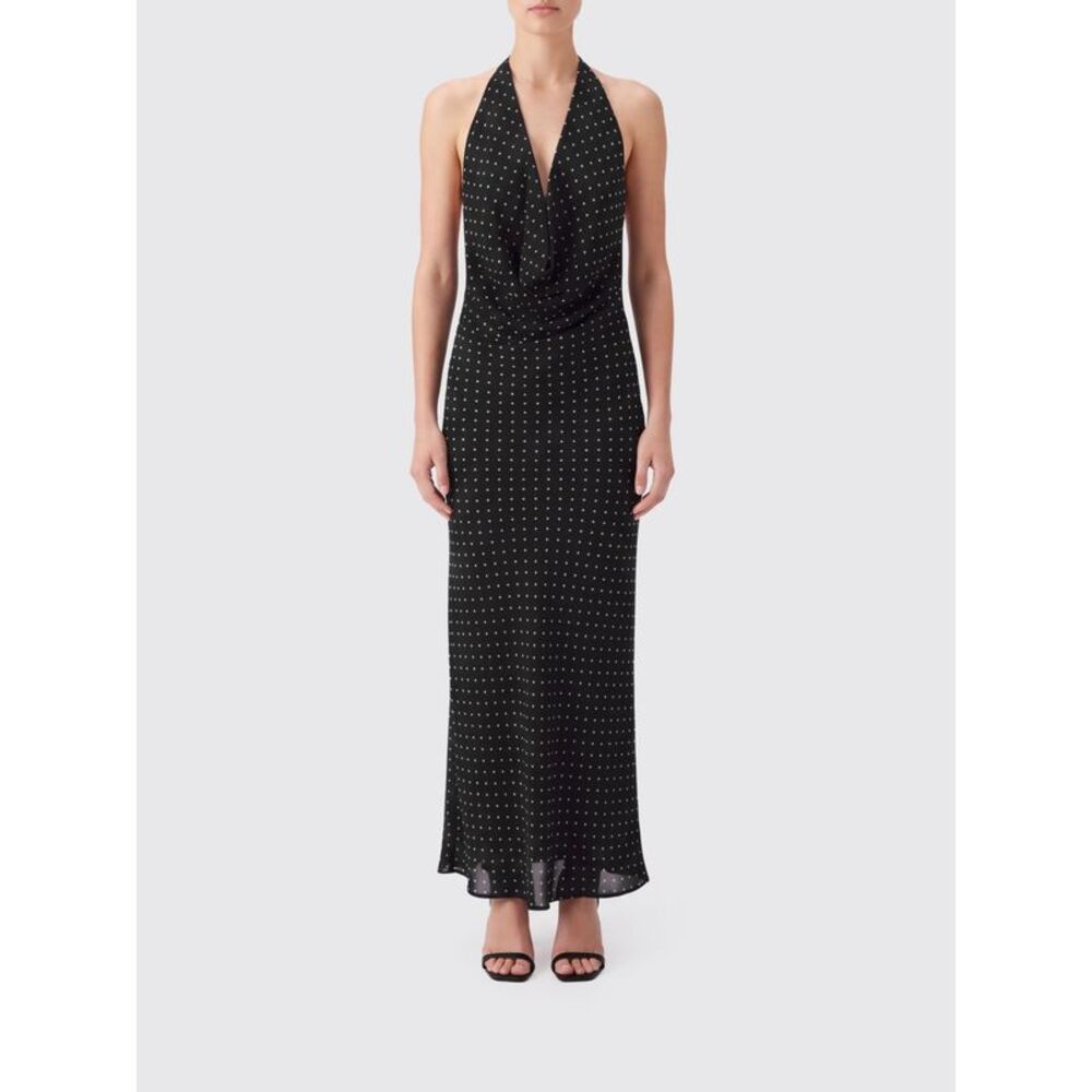 Rotate Women Rotate Polka-Dot Cri�Pe Halterneck Long Evening Gown